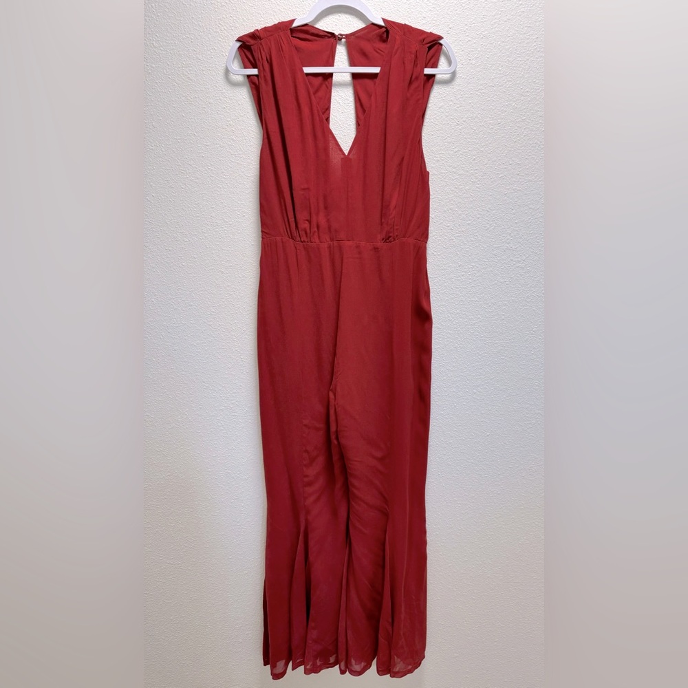 Reformation Sylvania Jumpsuit Romper Button Keyhole Pompeian Deep Red Size 10 - Picture 4 of 16